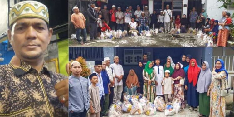 Tokoh Masyarakat yang juga dikenal Pemerhati Sosial, M. Arif Tanjung saat menggelar kegiatan bakti sosial berbagi sembako di bulan suci Ramadhan 1446 H, Jumat (17/3/2025).