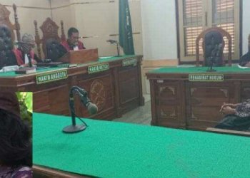 Frida Mona Simarmata saat mendengar putusan hakim di PN Medan, Selasa (15/4/2025).