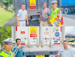 Jasa Raharja Pasang Stiker Peringatan Blind Spot, Upaya Pencegahan Kecelakaan di Kawasan Industri Medan