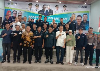 Foto bersama JMSI Sumut usai pelantikan pengurus JMSI Sergai dan T.Tinggi, Sabtu (18/7/2026).